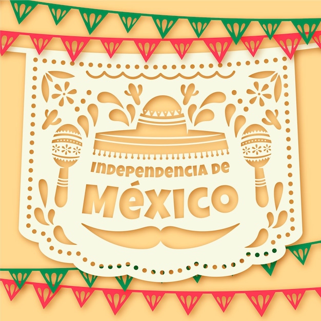 Independencia de méxico avec guirlandes et maracas