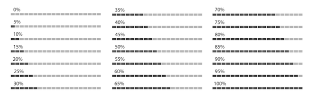 Vecteur gratuit indicateurs de pourcentage définis pour l'infographie. conception graphique d'informations commerciales. illustration vectorielle.