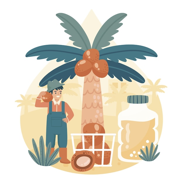 Vecteur gratuit industrie de production d'huile de palme dessinée illustrée