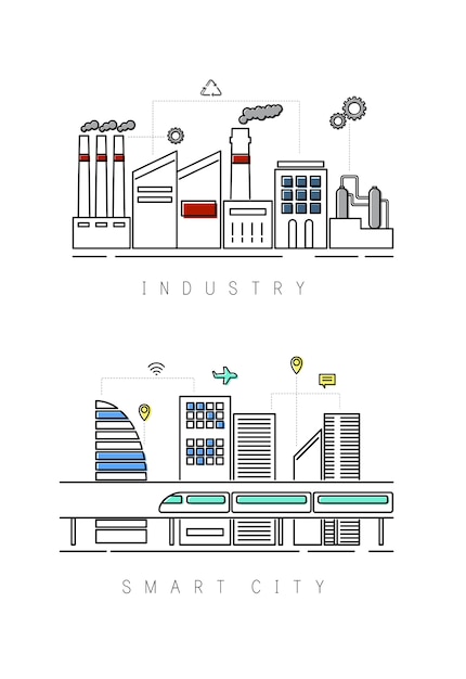 Vecteur gratuit industrie et ville intelligente