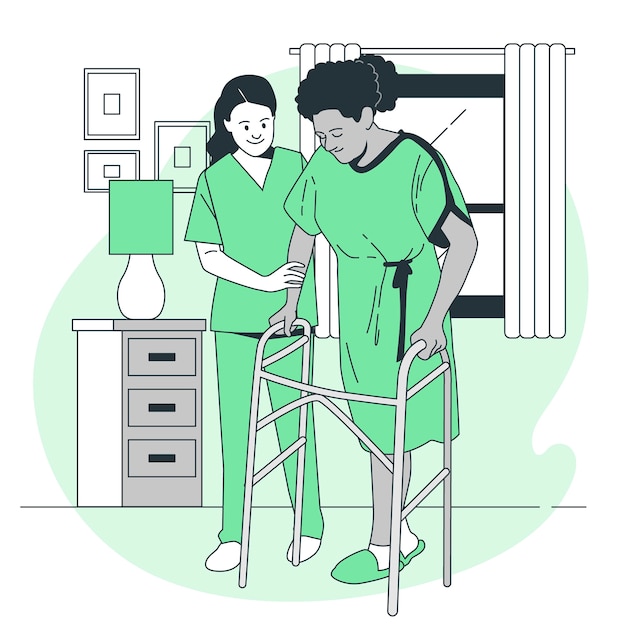 Infirmière aidant l'illustration du concept du patient