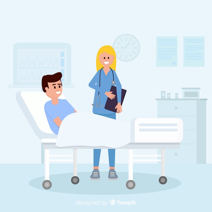 Vecteur gratuit infirmière plate avec patient