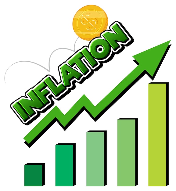 Vecteur gratuit inflation avec flèche verte qui monte et graphique à barres