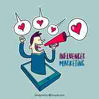 Vecteur gratuit influencer le marketing et le concept de l'amour