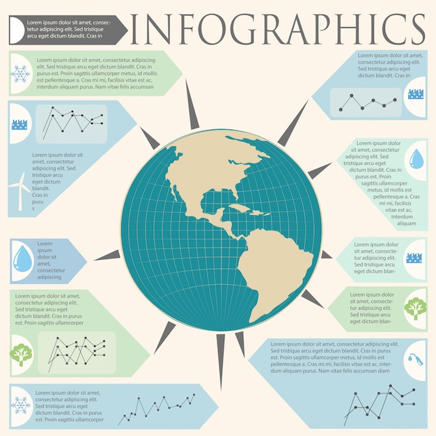 Vecteur gratuit un infochart avec un globe