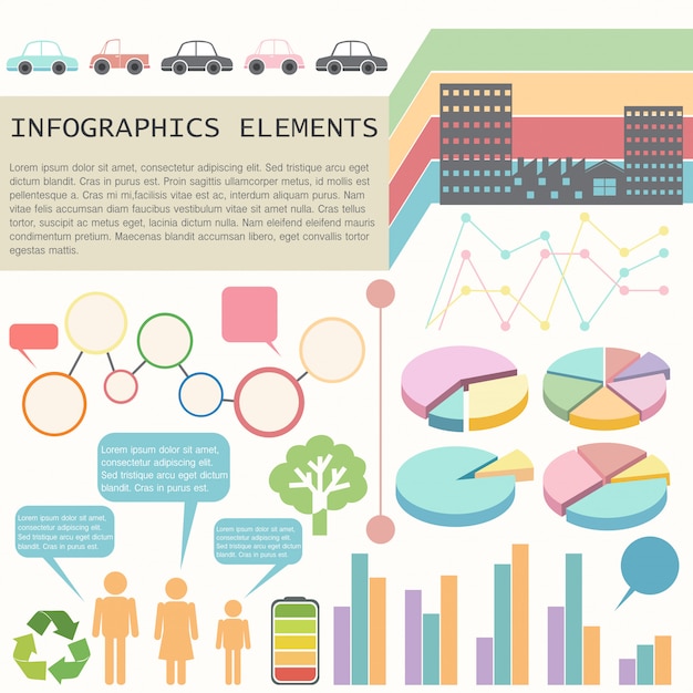 Vecteur gratuit un infochart montrant les véhicules et les humains