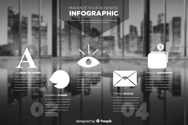 Vecteur gratuit infographie des affaires plat avec photo