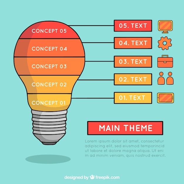 Vecteur gratuit infographie d'ampoule dessinés à la main