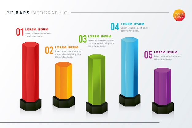 Vecteur gratuit infographie de barres 3d colorées