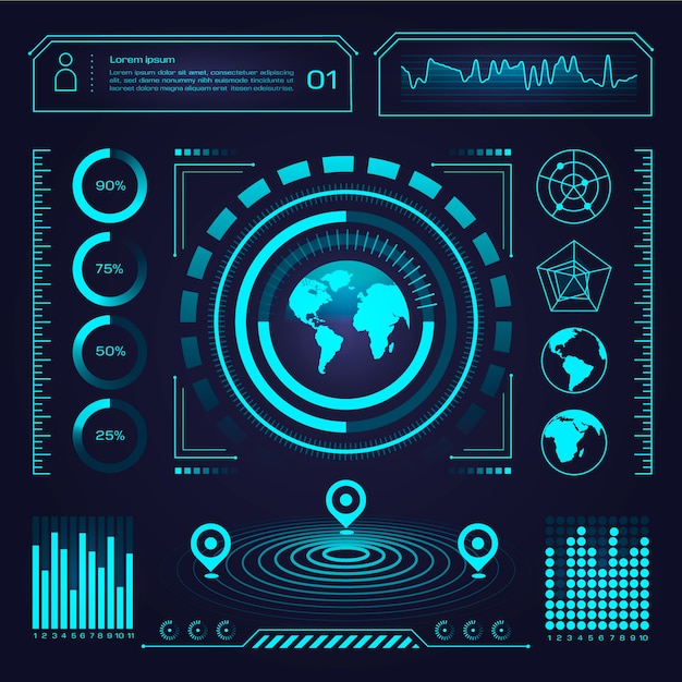 Vecteur gratuit infographie bleu néon futuriste