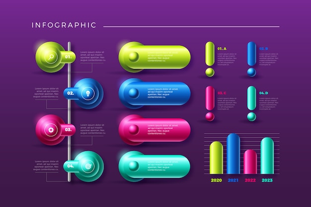 Vecteur gratuit infographie brillante 3d