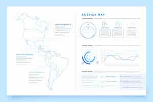 Vecteur gratuit infographie de la carte de l'amérique linéaire