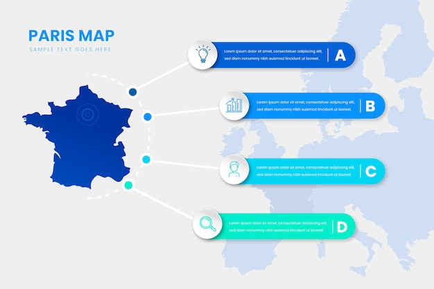 Vecteur gratuit infographie de la carte dégradé de paris