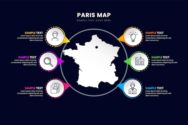 Vecteur gratuit infographie de la carte dégradé de paris