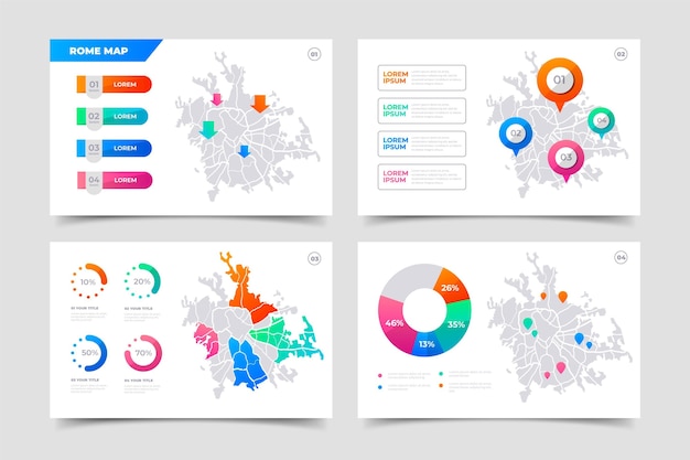 Vecteur gratuit infographie de carte dégradé de rome