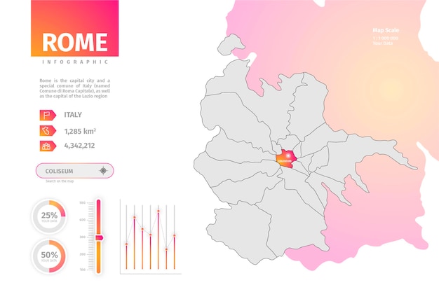 Infographie De Carte Dégradé De Rome