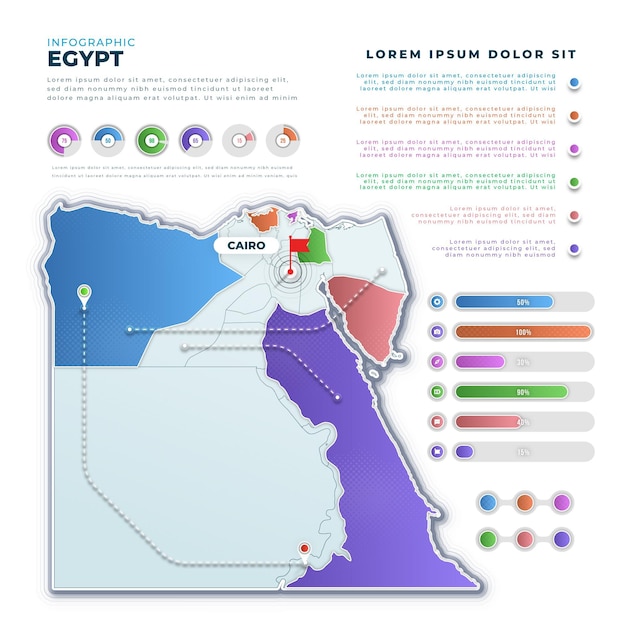 Vecteur gratuit infographie de la carte de l'egypte dégradé