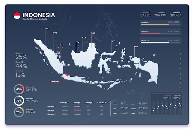 Infographie De Carte De Gradient Indonésie