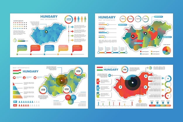 Vecteur gratuit infographie de la carte de la hongrie