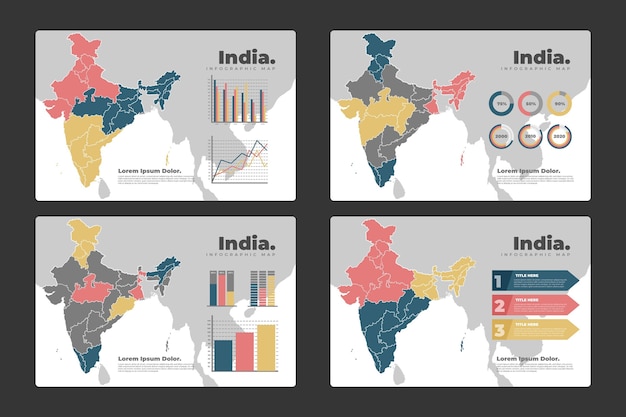 Vecteur gratuit infographie de la carte de l'inde