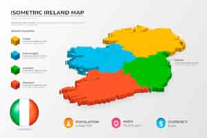 Vecteur gratuit infographie de la carte isométrique de l'irlande