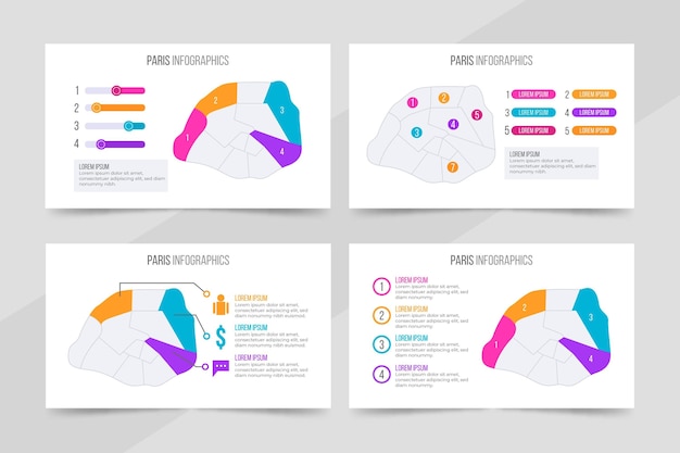 Vecteur gratuit infographie de la carte de paris plat
