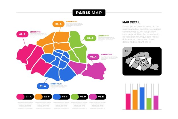 Vecteur gratuit infographie de la carte de paris