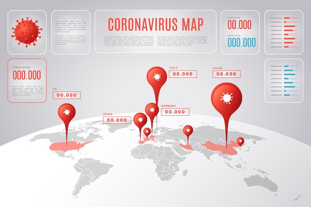 Infographie De Carte De Pays De Coronavirus