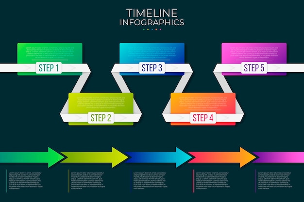 Vecteur gratuit infographie de la chronologie colorée dégradée