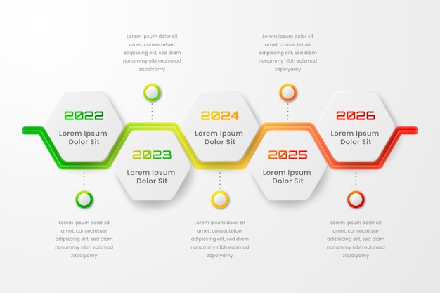 Vecteur gratuit infographie de la chronologie de couleur dégradée