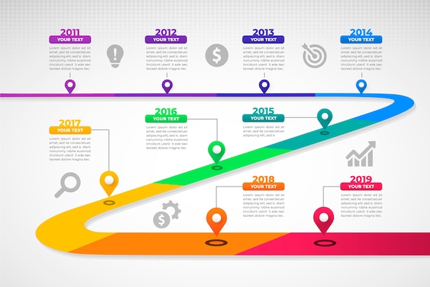 Infographie de chronologie de dégradé