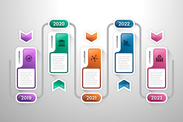 Infographie de chronologie de gradient d'affaires