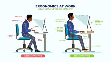 Infographie de correction de posture design plat