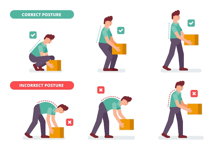 Vecteur gratuit infographie de correction de posture plate