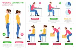 Vecteur gratuit infographie de correction de posture