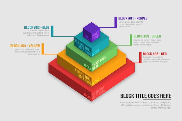 Vecteur gratuit infographie des couches de blocs 3d