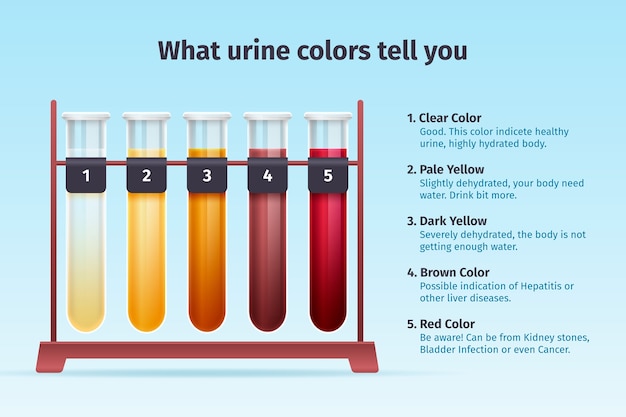 Vecteur gratuit infographie de la couleur de l'urine dégradée