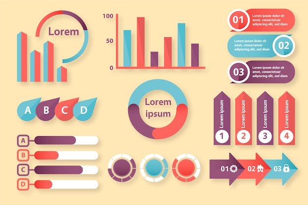 Vecteur gratuit infographie design plat avec des couleurs rétro