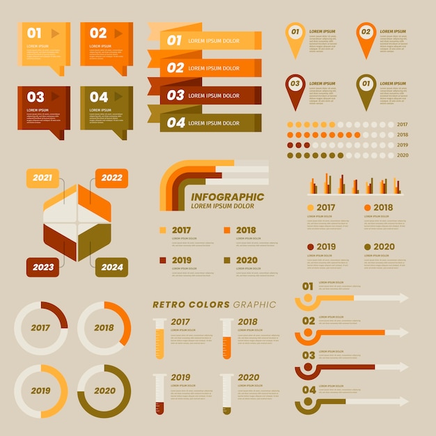 Infographie Design Plat Avec Des Couleurs Rétro