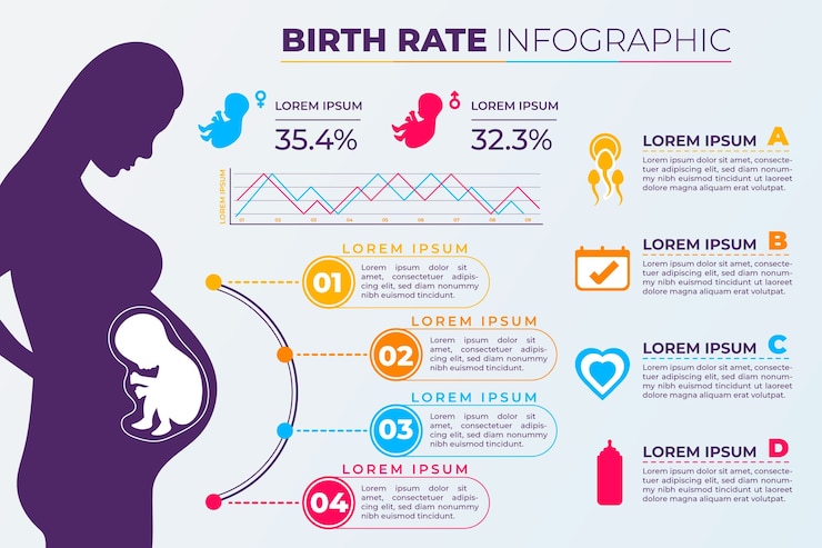 Vecteur gratuit infographie du taux de natalité
