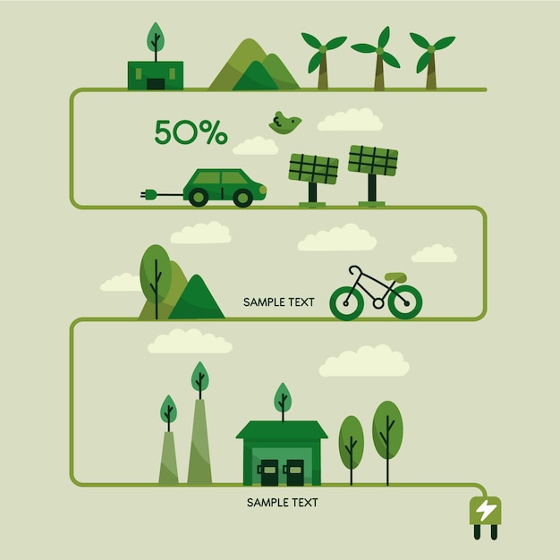 Vecteur gratuit infographie de l'écologie design plat avec des couleurs rétro