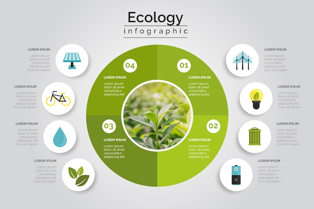 Vecteur gratuit infographie de l'écologie avec photo