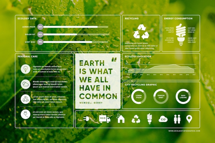 Vecteur gratuit infographie de l'écologie avec photo
