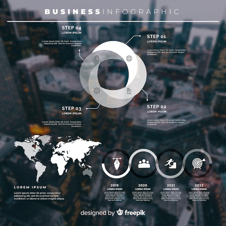 Vecteur gratuit infographie de l'entreprise avec photo