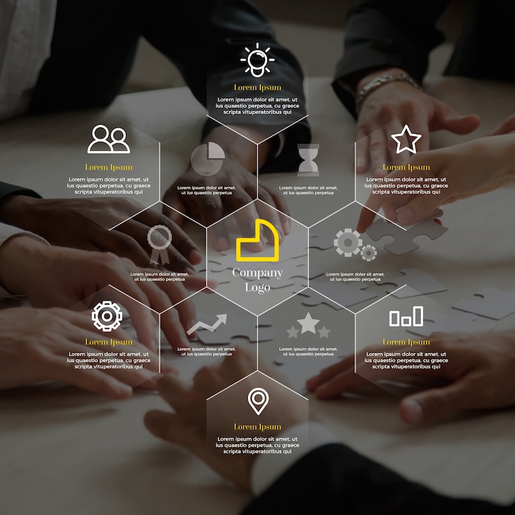 Vecteur gratuit infographie de l'entreprise avec photo