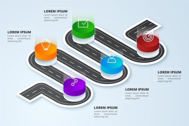 Vecteur gratuit infographie de la feuille de route du dégradé