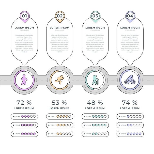 Infographie De Feuille De Route Plate Linéaire