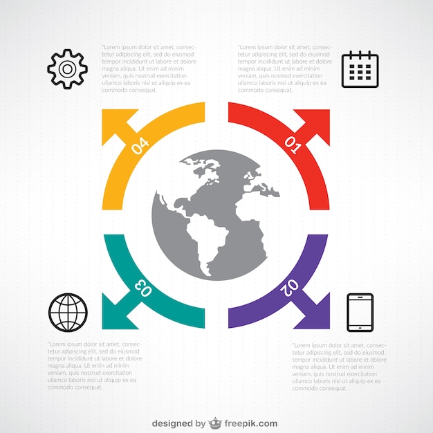 Vecteur gratuit infographie avec le globe du monde