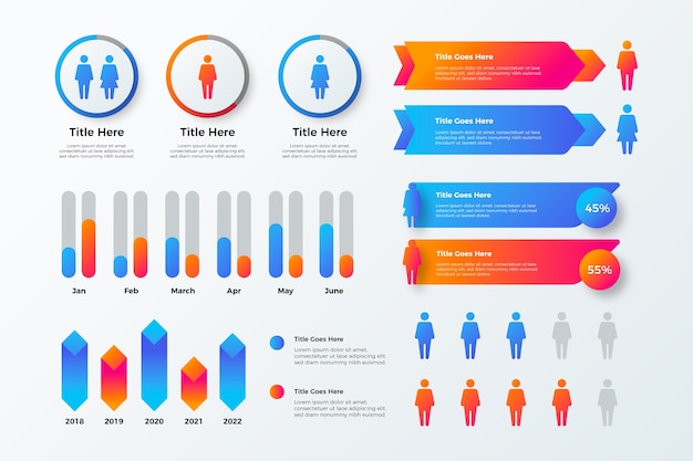 Vecteur gratuit infographie graphique démographique dégradé