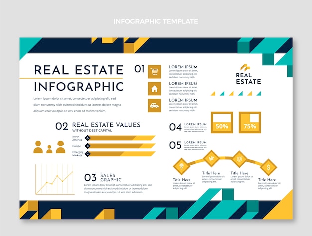 Infographie De L'immobilier Géométrique Abstrait Design Plat